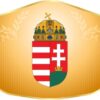 Amber magyar címeres, feliratos pálinkás nyak címke